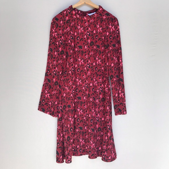 maroon leopard print dress